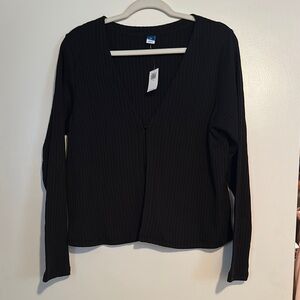 Old Navy Black Fitted Ribbed Cardigan